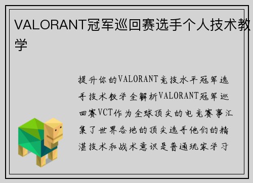 VALORANT冠军巡回赛选手个人技术教学
