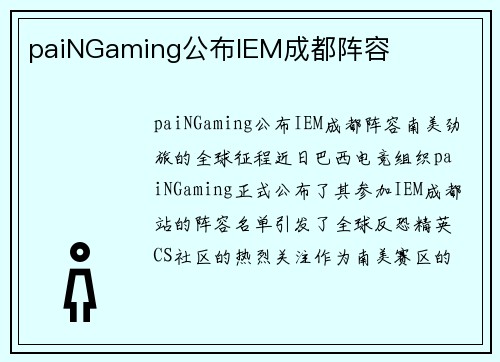 paiNGaming公布IEM成都阵容