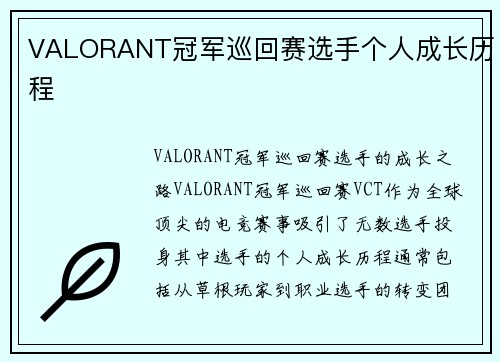 VALORANT冠军巡回赛选手个人成长历程